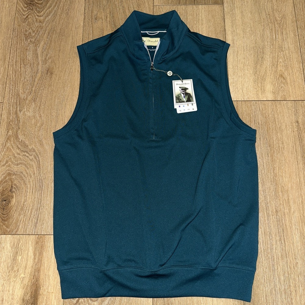 Donald‎ Ross Sportswear Mens Golf Vest 1/4  Zip Teal Blue Performance Small NWT